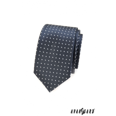 Dunkelgraue Slim-Krawatte mit hellen Punkten