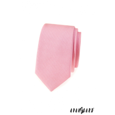Rosa strukturierte schmale Krawatte
