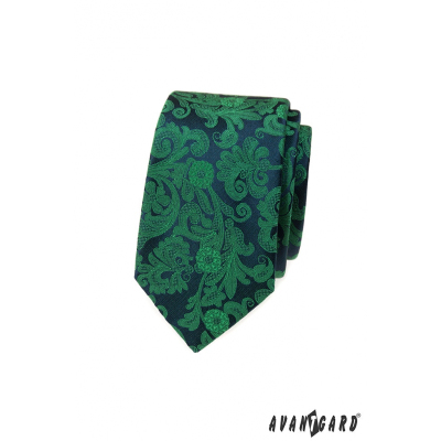 Schmale Krawatte mit grünem Muster
