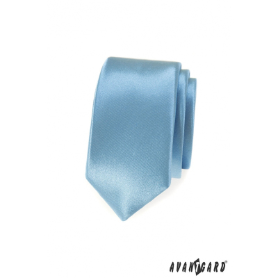Hellblaue, glänzende, schmale Krawatte