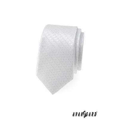 Weiße, schmale Krawatte mit Zierstreifen