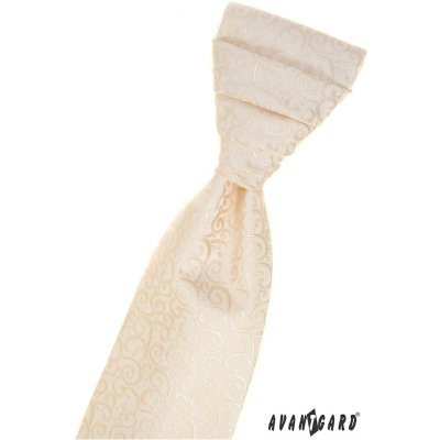 Cremige französische Krawatte mit glänzendem Muster