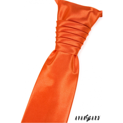 Expressive orange Hochzeitskrawatte mit Einstecktuch