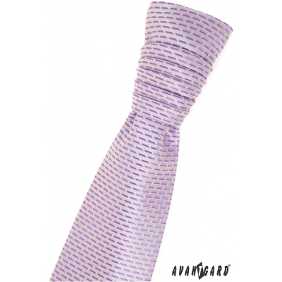 Französische Krawatte mit violetten Streifen und Einstecktuch