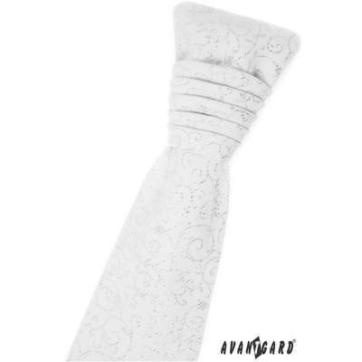 Weiße französische Krawatte mit glänzenden Ornamenten