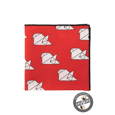 Baumwoll Einstecktuch rot ”Origami”