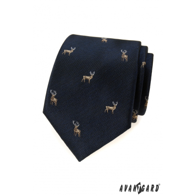 Blaue Krawatte mit Hirsch