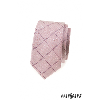 Schmale Krawatte rosa Puder mit Muster