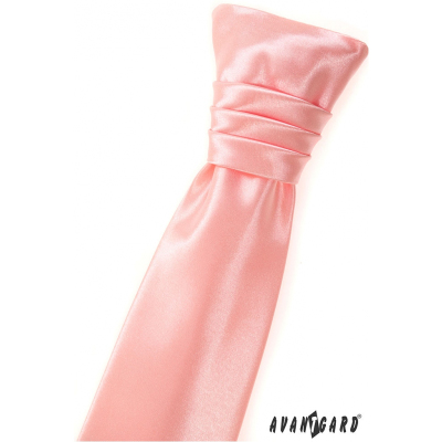 Rosa französische Krawatte für Jungen + Einstecktuch