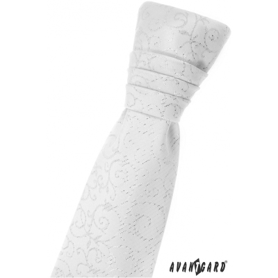 Weiße junge französische Krawatte mit glänzendem Muster