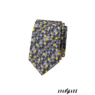 Graue schmale Krawatte mit dreieckigem Muster