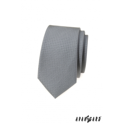 Graue schmale Krawatte mit Tupfen