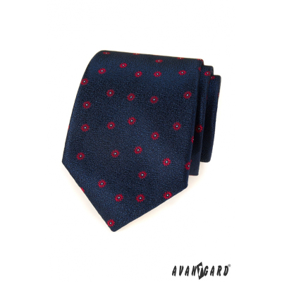 Blaue Herren Krawatte mit rotem Muster