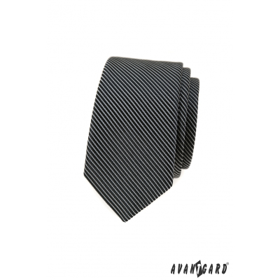 Schmale Krawatte mit schwarzen Streifen