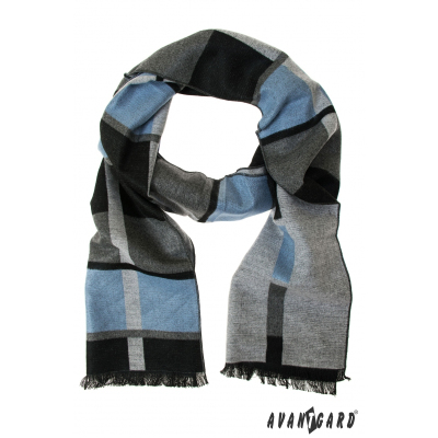 Eleganter grauer Schal mit hellblauem Streifen