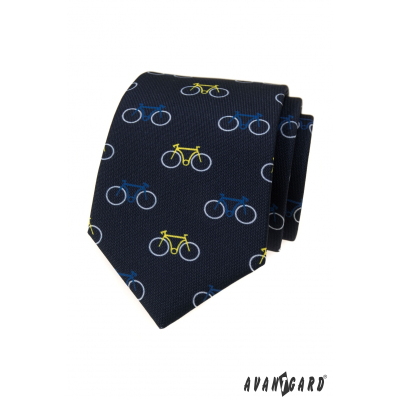Blaue Krawatte mit buntem Fahrradmuster