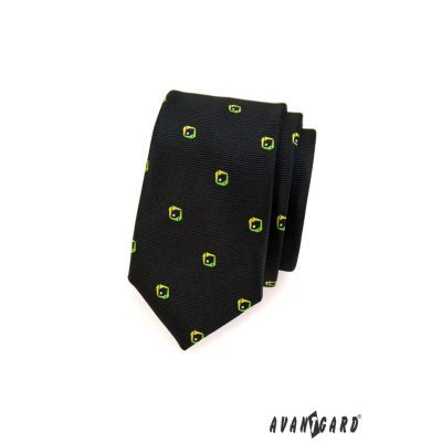Schmale Krawatte SLIM schwarz mit Muster