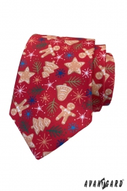 Rote Krawatte mit Weihnachtsmotiv