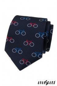 Blaue Krawatte mit Fahrradmuster