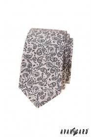 Cremefarbene Krawatte mit Paisley-Motiv