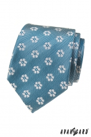 Hellblaue Krawatte mit Blumenmuster