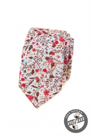 Schmale Krawatte aus Baumwolle mit Blumenmuster