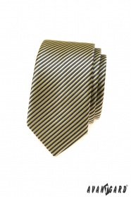 Grau-gelb gestreifte schmale Krawatte