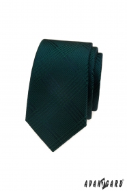 Dunkelgrüne schmale Krawatte mit Muster