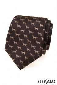 Braune Krawatte mit Hundemotiv