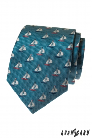 Hellblaue Krawatte mit Segelbooten