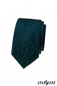 Blaue Krawatte mit grünen Ornamenten