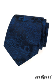Blaue Krawatte mit Paisleymuster und Einstecktuch