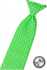 Jungen Kinder Krawatte grün mit weißen Tupfen