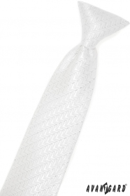 Weiße junge Krawatte - glänzend Muster