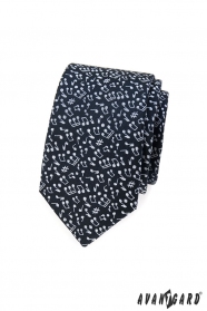 Schmale dunkelblaue Krawatte mit Noten