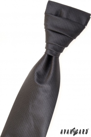 Französische Krawate mit Einstecktuch diagonale Streifen