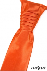 Expressive orange Hochzeitskrawatte mit Einstecktuch