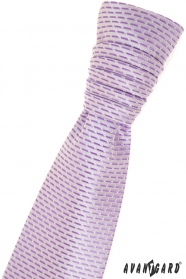 Französische Krawatte mit violetten Streifen und Einstecktuch