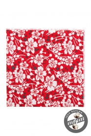Baumwolleinstecktuch rot weiße Blüten