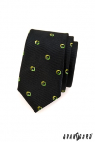 Schmale Krawatte SLIM schwarz mit Muster
