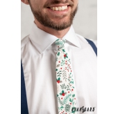 Cremefarbene Krawatte mit Weihnachtsmuster - Breite 7 cm