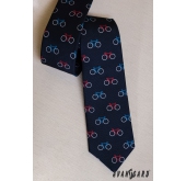 Blaue Krawatte mit Fahrradmuster - Breite 7 cm