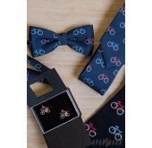 Blaue Krawatte mit Fahrradmuster - Breite 7 cm