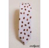 Cremige schmale Krawatte mit Kaffeebohnen - Breite 5 cm