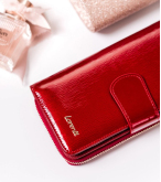Rote Damen-Geldbörse aus Leder - Lorenti - 9,5 x 17 x 3,5