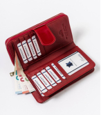 Rote Damen-Geldbörse aus Leder - Lorenti - 9,5 x 17 x 3,5