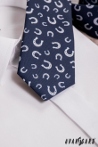 Blaue Krawatte mit Hufeisen - Breite 7 cm