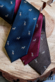 Blaue Krawatte mit Hirschmuster - Breite 7 cm