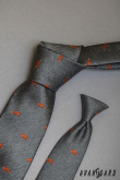 Graue Krawatte Orange Fuchs - Breite 7 cm