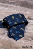 Blaue Krawatte mit buntem Fahrradmuster - Breite 7 cm